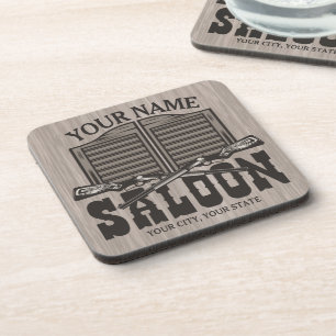 Personalized Western Rifle Guns Old Saloon Bar  Coaster