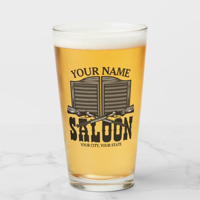 Personalized Western Rifle Guns Old Saloon Bar Glass (Front Filled)
