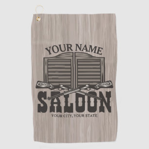 Personalized Western Rifle Guns Old Saloon Bar Golf Towel