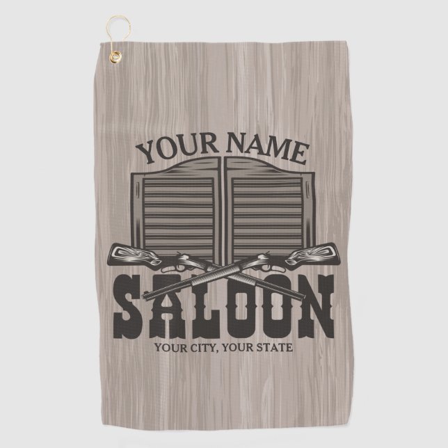 Personalized Western Rifle Guns Old Saloon Bar  Golf Towel (Front)