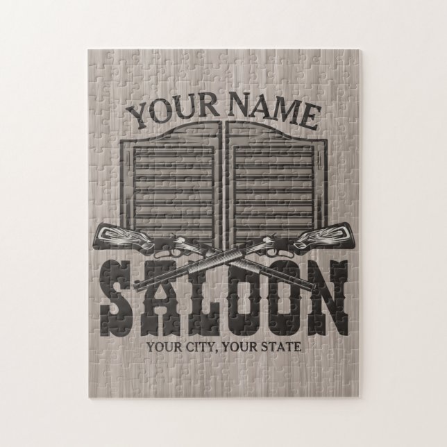 Personalized Western Rifle Guns Old Saloon Bar  Jigsaw Puzzle (Vertical)