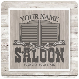 Personalized Western Rifle Guns Old Saloon Bar  Napkin