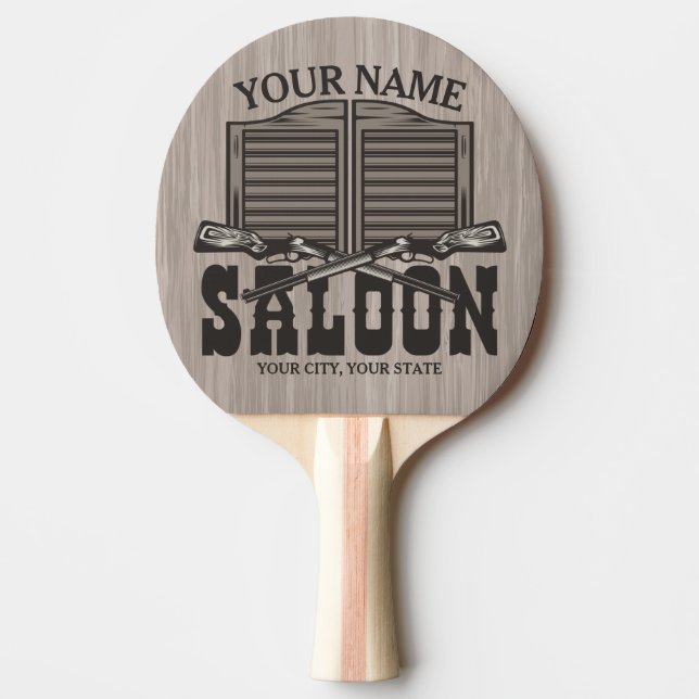 Personalized Western Rifle Guns Old Saloon Bar  Ping Pong Paddle (Front)