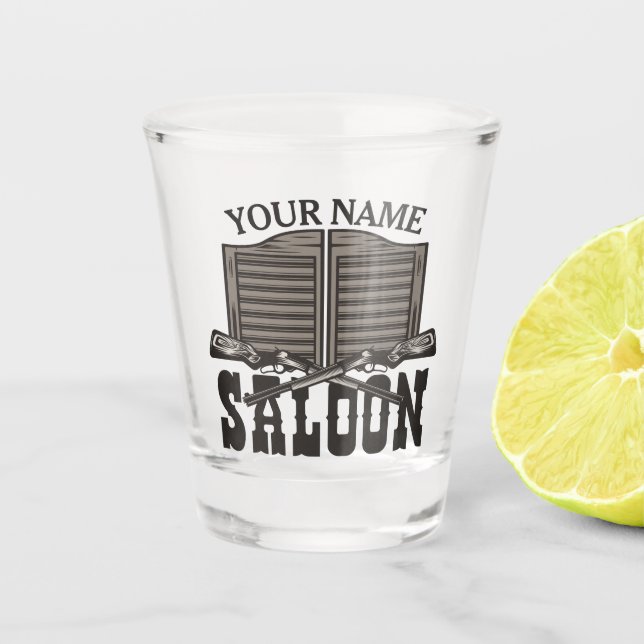Personalized Western Rifle Guns Old Saloon Bar  Shot Glass (Front)