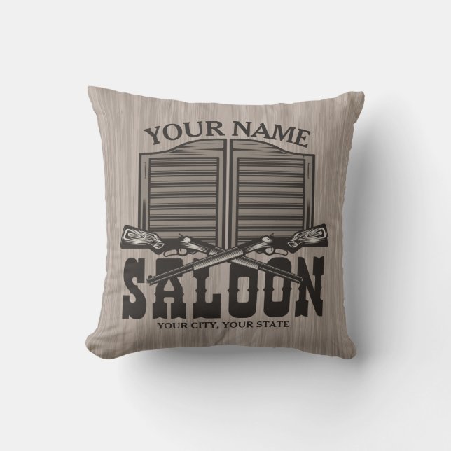 Personalized Western Rifle Guns Old Saloon Bar  Throw Pillow (Front)