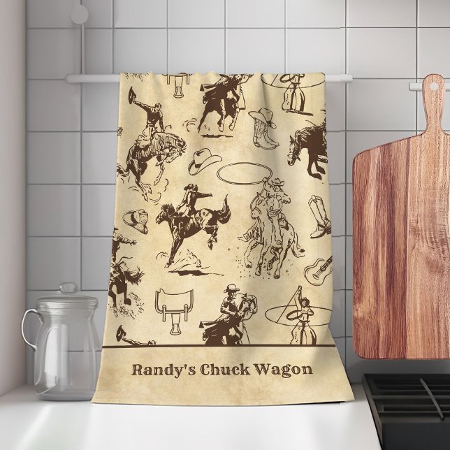 Personalized Western Rodeo Cowboy Cowgirl  Kitchen Towel (Creator Uploaded)
