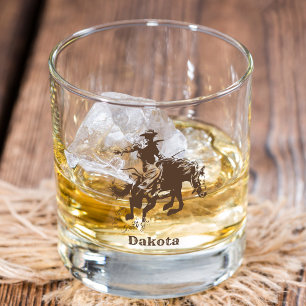 Personalized Western Rodeo Cowboy Cowgirl Whiskey Glass