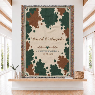 Personalized Western Wedding Woven Throw Blanket