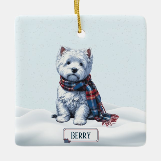 Personalized Westie Christmas Ornament (Front)