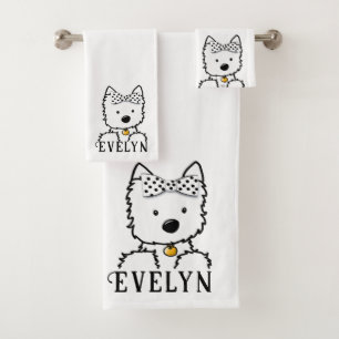 Personalized Westie Girl Bath Towel Set