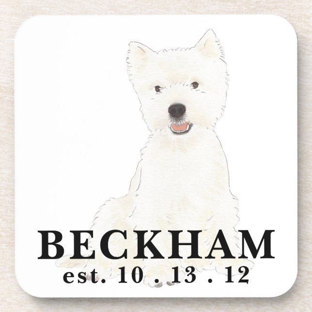 Personalized Westie West Highland Terrier Coaster (Front)
