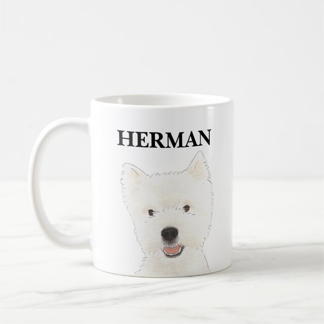 Personalized Westie West Highland Terrier Coffee Mug (Left)