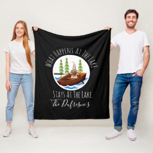 Personalized "What Happens At The Lake" Fleece Blanket