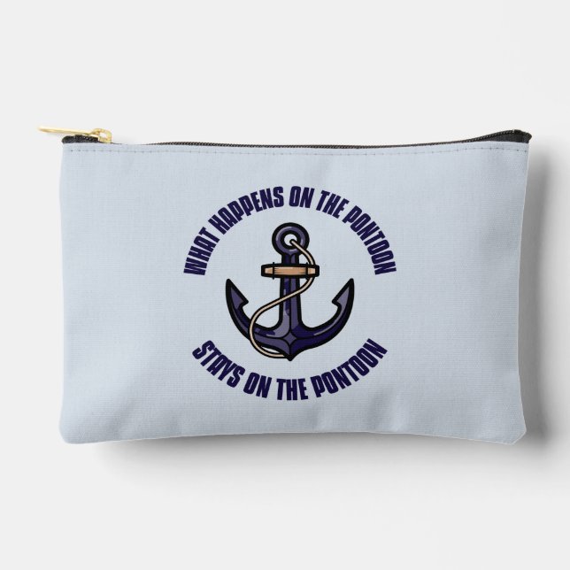 Personalized What Happens on the Pontoon Funny Accessory Pouch (Front)