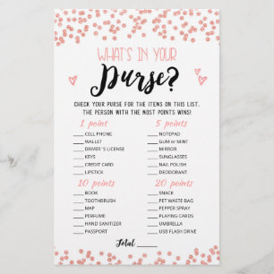 Personalized What's in your purse Hen Party game