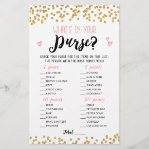 Personalized What's in your purse Hen Party game