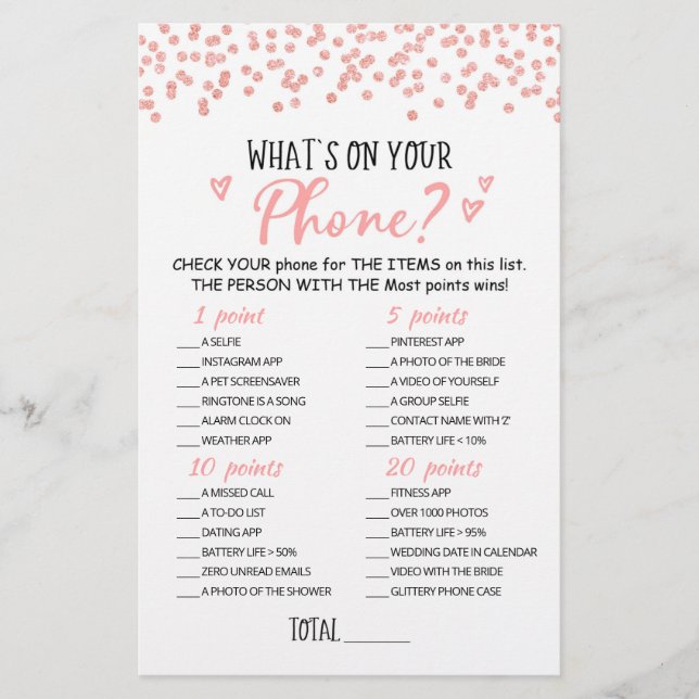 Personalized What's on your phone Baby Shower Game (Front)