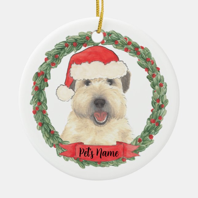 Personalized Wheaten Terrier Ceramic Ornament (Front)