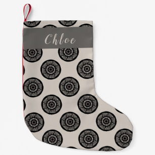 Personalized Wheel Pattern Mocha Brown  Small Christmas Stocking