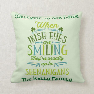 Personalized When Irish Eyes Are Smiling Throw Pillow