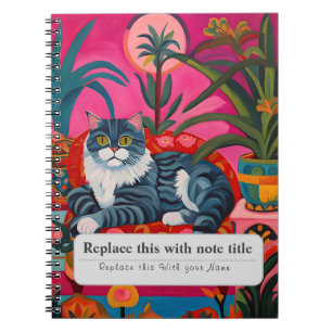 Personalized Whimsical Animals - Cute Cat+ Notebook