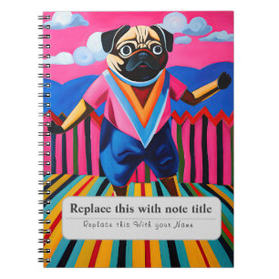 Personalized Whimsical Animals - Cute Pug Notebook