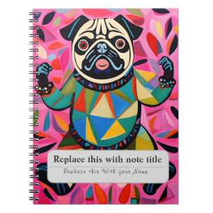 Personalized Whimsical Animals - Cute Pug Notebook