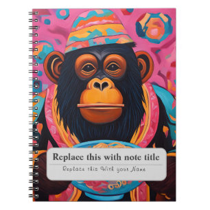 Personalized Whimsical Animals - Monkey Notebook