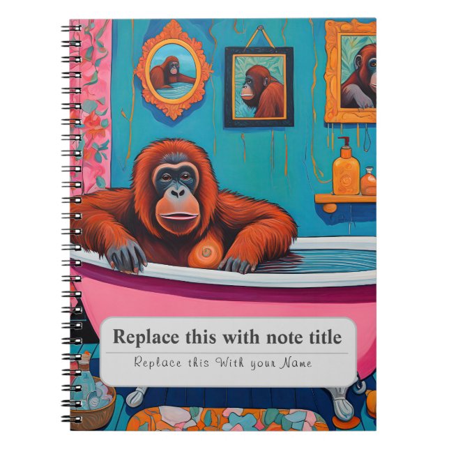 Personalized Whimsical Animals - Monkey Notebook (Front)