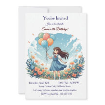 Personalized Whimsical Anime Girl 8th Birthday Par