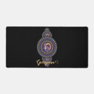 Personalized Whimsical Aries Ornamental Mandala Desk Mat
