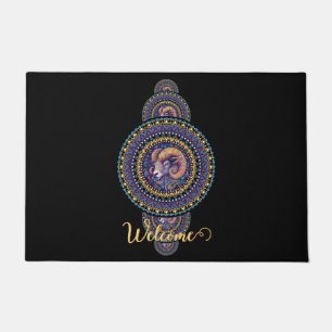 Personalized Whimsical Aries Ornamental Mandala Doormat