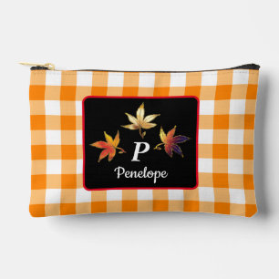Personalized Whimsical Autumn Leaves Accessory Pouch
