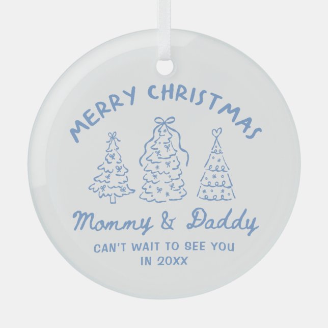 Personalized Whimsical Baby Announcement Ornament (Front)