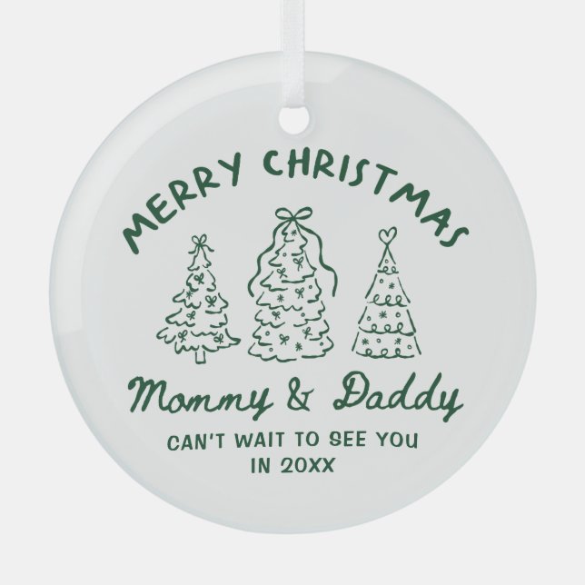 Personalized Whimsical Baby Announcement Ornament (Front)