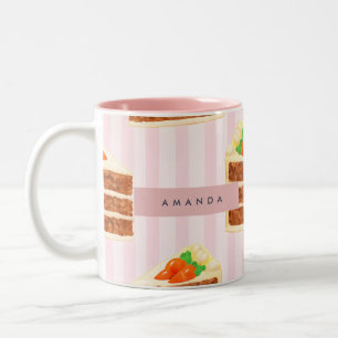 Personalized Whimsical Carrot Cake Pattern Two-Tone Coffee Mug