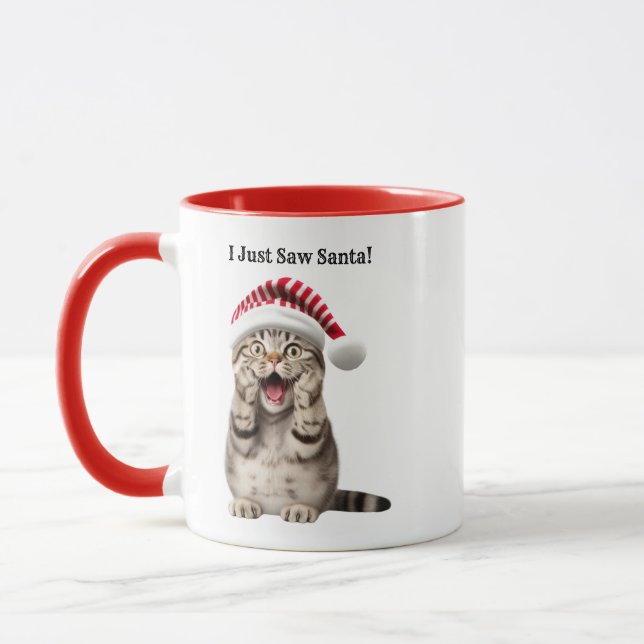 Personalized Whimsical Cat Christmas Mug (Left)
