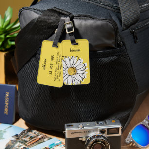 Personalized Whimsical Daisy Luggage Tag 