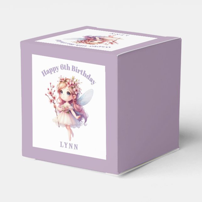 Personalized Whimsical Floral Fairy  Favor Box (Back Side)