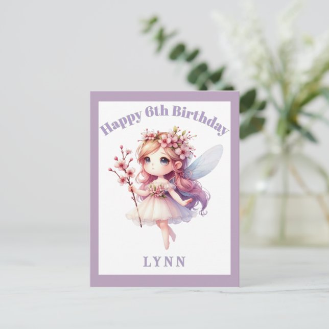 Personalized Whimsical Floral Fairy  Postcard (Standing Front)