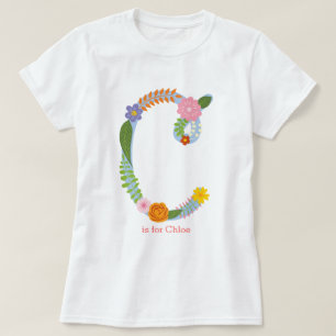Personalized Whimsical Flower Monogram (C) T-Shirt