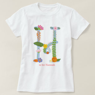 Personalized Whimsical Flower Monogram (H) T-Shirt