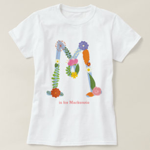 Personalized Whimsical Flower Monogram (M) T-Shirt