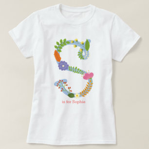 Personalized Whimsical Flower Monogram (S) T-Shirt