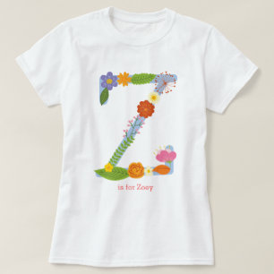 Personalized Whimsical Flower Monogram (Z) T-Shirt