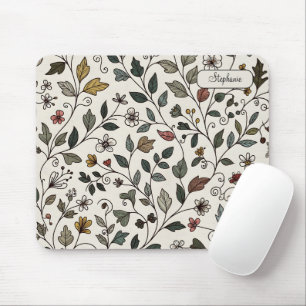 Personalized Whimsical Flower Vine Mouse Pad
