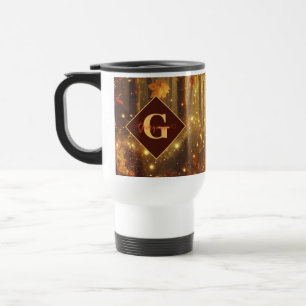 Personalized Whimsical Golden Autumnal Woodland Travel Mug