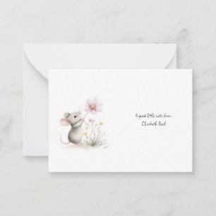 Personalized Whimsical Mouse Watercolor Note Card