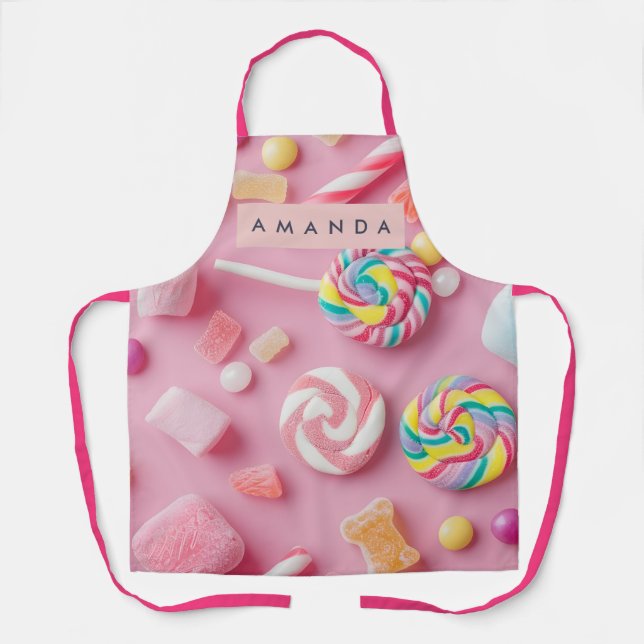 Personalized Whimsical Pastel Candy Apron (Front)