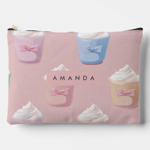 Personalized Whimsical Pastel Cupcake Pattern Accessory Pouch